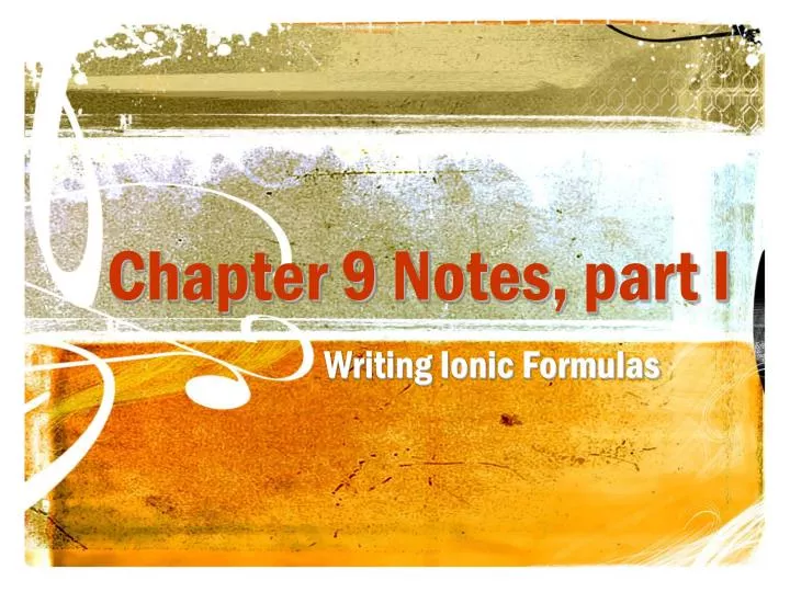 chapter 9 notes part i
