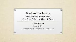 Back to the Basics Expectations, Flow Charts, Levels of Behavior, Data, &amp; More