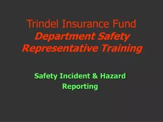 Trindel Insurance Fund Department Safety Representative Training