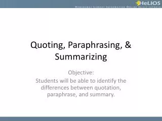 quoting paraphrasing summarizing