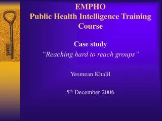 EMPHO Public Health Intelligence Training Course