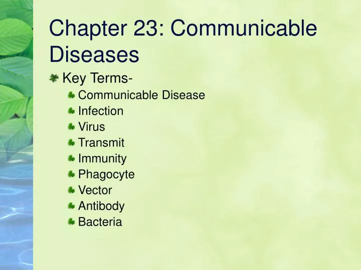 chapter 23 communicable diseases