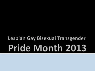 Lesbian Gay Bisexual Transgender Pride Month 	2013