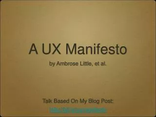 A UX Manifesto