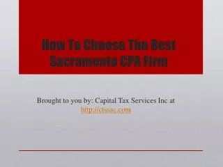 How To Choose The Best Sacramento CPA Firm
