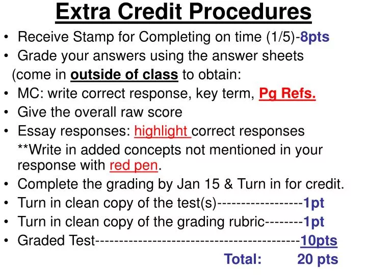 extra credit procedures