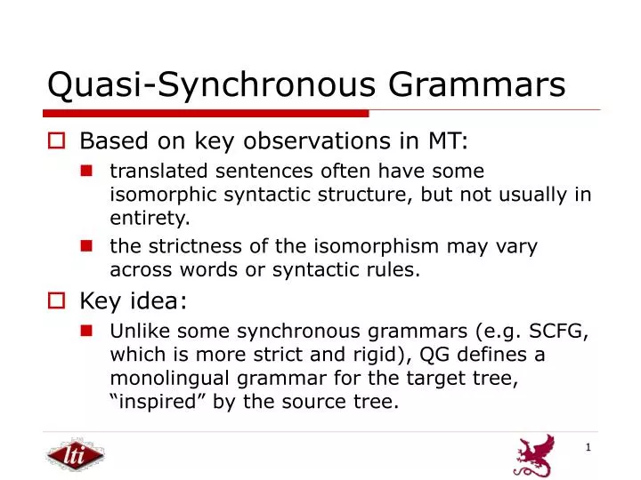 quasi synchronous grammars