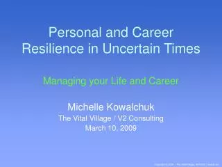 Personal and Career Resilience in Uncertain Times