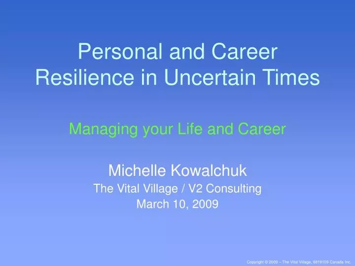 personal and career resilience in uncertain times