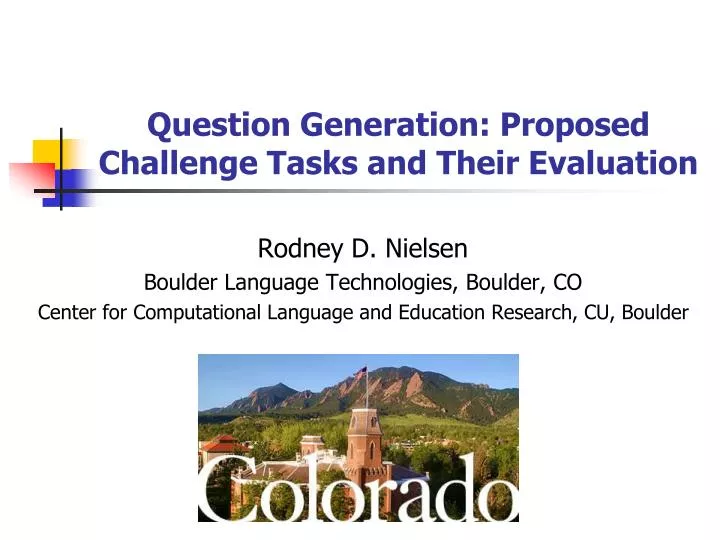 question generation proposed challenge tasks and their evaluation