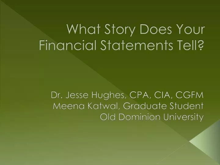 what story does your financial statements tell