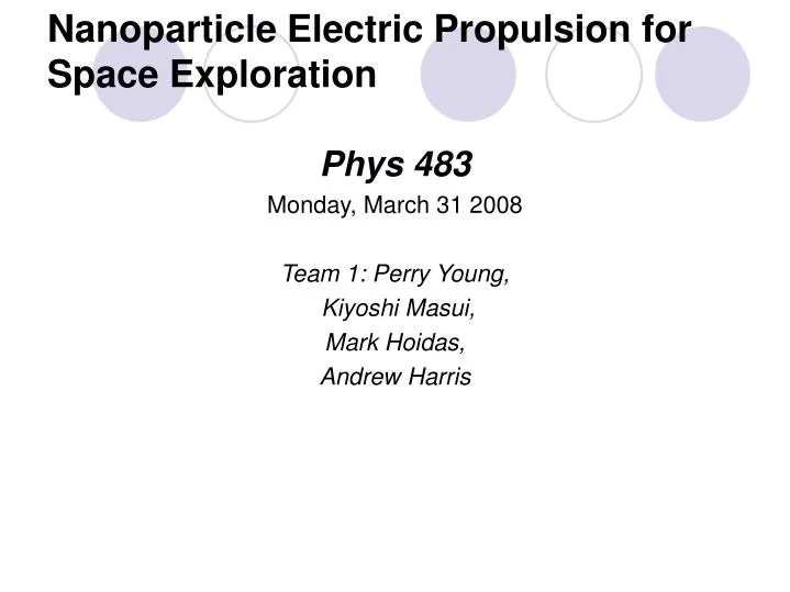 nanoparticle electric propulsion for space exploration