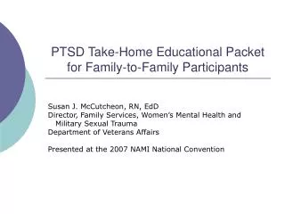 PTSD Take-Home Educational Packet for Family-to-Family Participants