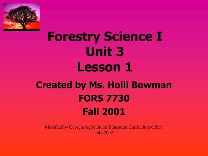 forestry science i unit 3 lesson 1