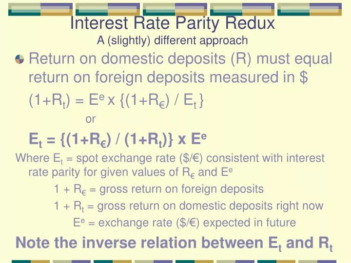 interest rate parity redux a slightly different approach