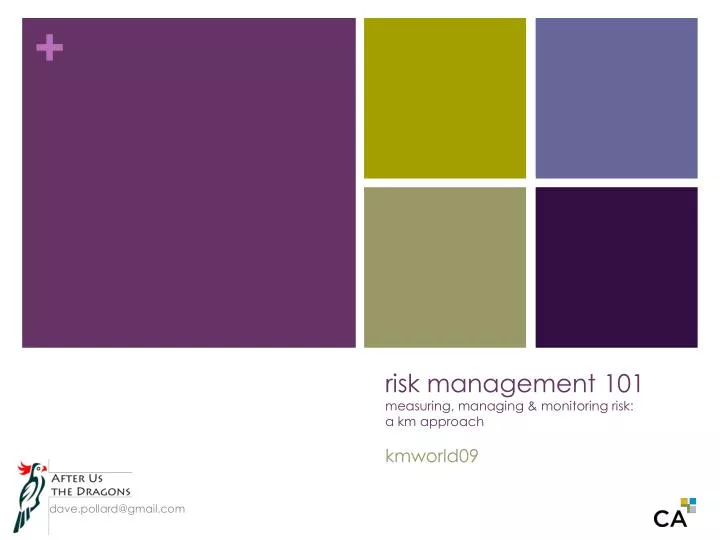 risk management 101 measuring managing monitoring risk a km approach kmworld09