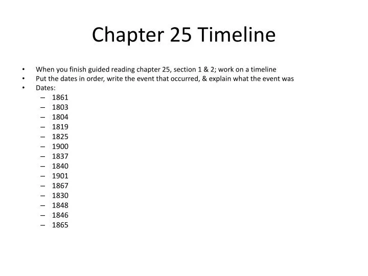 chapter 25 timeline