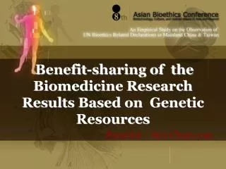 Benefit-sharing of the Biomedicine Research Results Based on Genetic Resources