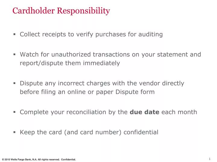 cardholder responsibility