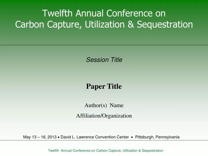 twelfth annual conference on carbon capture utilization sequestration