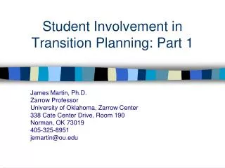 Student Involvement in Transition Planning: Part 1