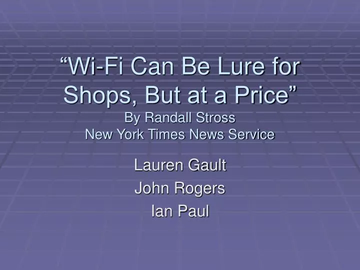 wi fi can be lure for shops but at a price by randall stross new york times news service