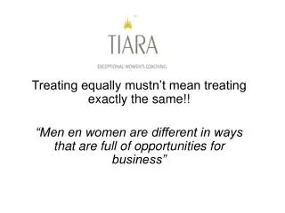 Treating equally mustn’t mean treating exactly the same!!