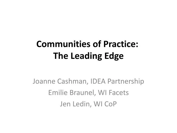 communities of practice the leading edge