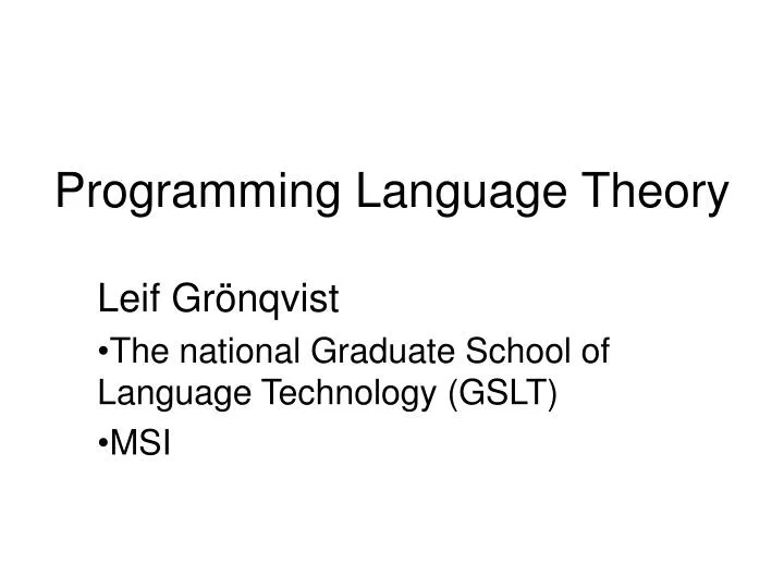 programming language theory