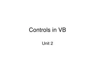Controls in VB