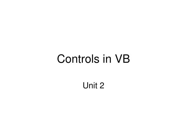 controls in vb