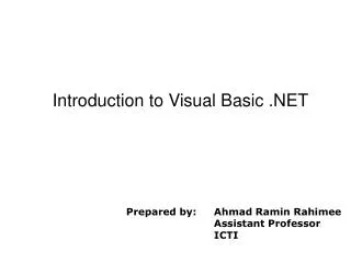 Introduction to Visual Basic .NET