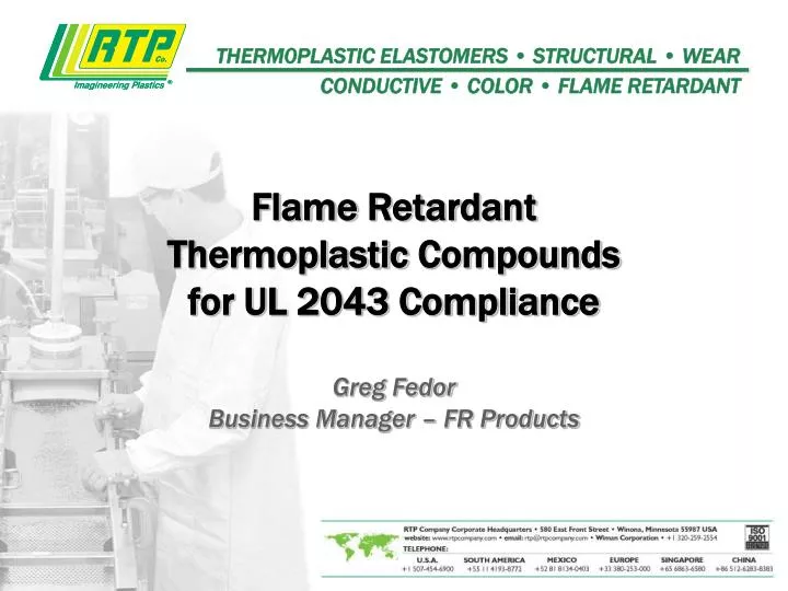 flame retardant thermoplastic compounds for ul 2043 compliance