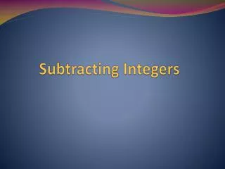 Subtracting Integers