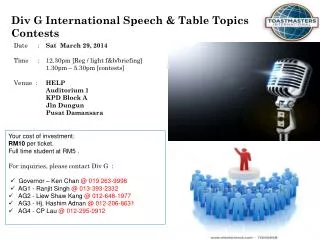 Div G International Speech &amp; Table Topics Contests