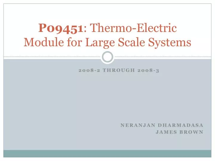 p09451 thermo electric module for large scale systems