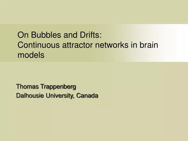 on bubbles and drifts continuous attractor networks in brain models