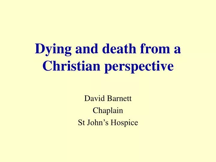 dying and death from a christian perspective