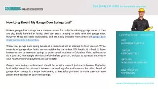 How Long Should My Garage Door Springs Last?