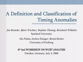 A Definition and Classification of Timing Anomalies