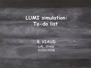LUMI simulation: To-do list