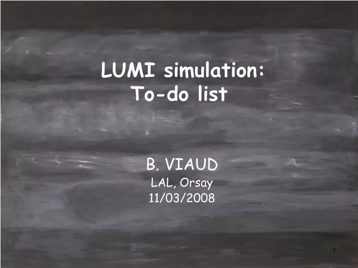 lumi simulation to do list