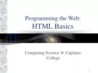 Programming the Web: HTML Basics