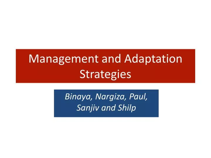 management and adaptation strategies