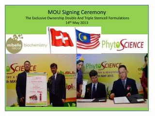 MOU Signing Ceremony The Exclusive Ownership Double And Triple Stemcell Formulations