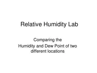 Relative Humidity Lab