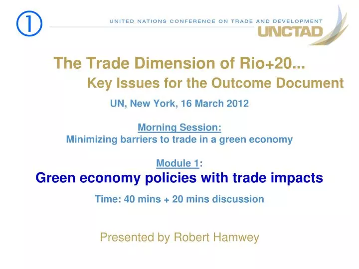 the trade dimension of rio 20 key issues for the outcome document