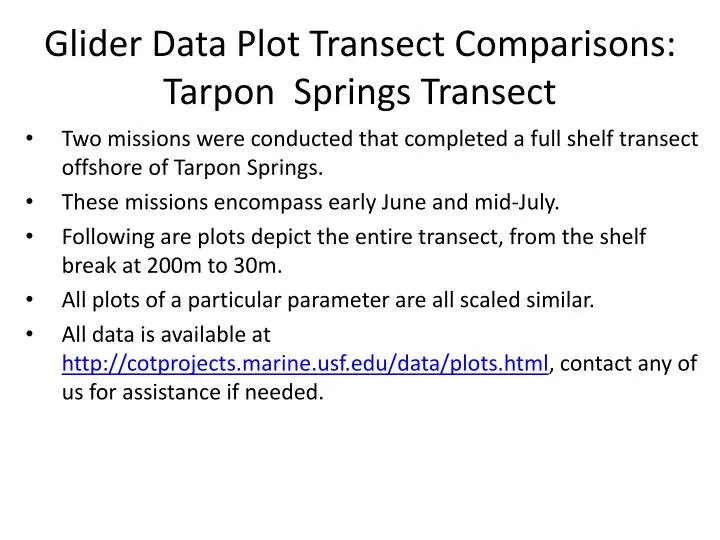 glider data plot transect comparisons tarpon springs transect