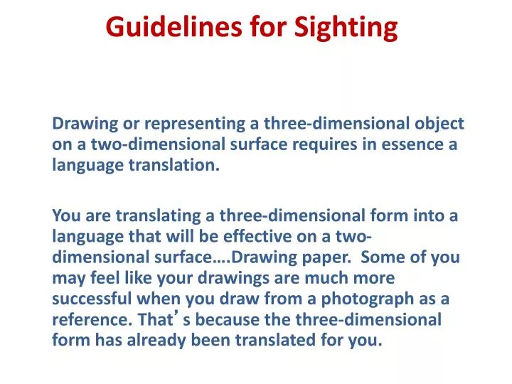 guidelines for sighting