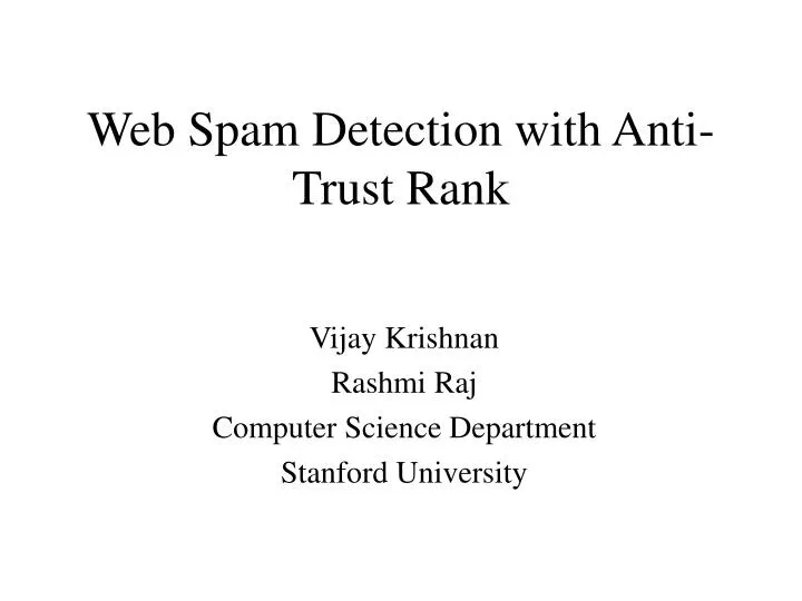 web spam detection with anti trust rank